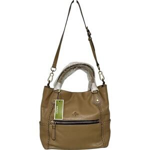 NWT OrYany Drew Pebbled Leather Slouchy Satchel in Dune